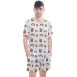 Fries Taco Pattern Fast Food Men s Mesh T-Shirt and Shorts Set