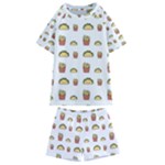 Fries Taco Pattern Fast Food Kids  Swim T-Shirt and Shorts Set