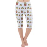 Fries Taco Pattern Fast Food Lightweight Velour Cropped Yoga Leggings