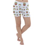 Fries Taco Pattern Fast Food Lightweight Velour Yoga Shorts