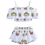 Fries Taco Pattern Fast Food Kids  Off Shoulder Skirt Bikini