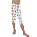 Fries Taco Pattern Fast Food Kids  Lightweight Velour Capri Leggings 