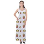 Fries Taco Pattern Fast Food Sleeveless Velour Maxi Dress