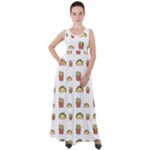 Fries Taco Pattern Fast Food Empire Waist Velour Maxi Dress