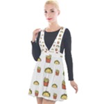 Fries Taco Pattern Fast Food Plunge Pinafore Velour Dress