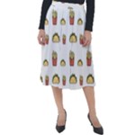 Fries Taco Pattern Fast Food Classic Velour Midi Skirt 