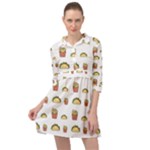 Fries Taco Pattern Fast Food Mini Skater Shirt Dress