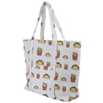 Fries Taco Pattern Fast Food Zip Up Canvas Bag