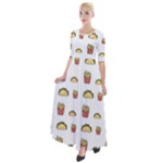 Fries Taco Pattern Fast Food Half Sleeves Maxi Dress