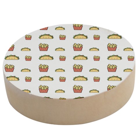 Fries Taco Pattern Fast Food Wooden Bottle Opener (Round) from ArtsNow.com