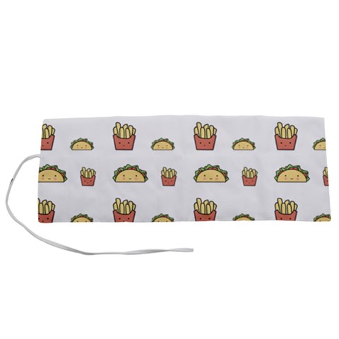 Fries Taco Pattern Fast Food Roll Up Canvas Pencil Holder (S) from ArtsNow.com