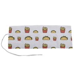 Fries Taco Pattern Fast Food Roll Up Canvas Pencil Holder (S) from ArtsNow.com