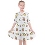 Fries Taco Pattern Fast Food Kids  All Frills Chiffon Dress
