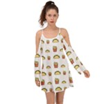 Fries Taco Pattern Fast Food Boho Dress