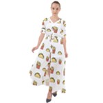Fries Taco Pattern Fast Food Waist Tie Boho Maxi Dress