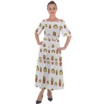 Fries Taco Pattern Fast Food Shoulder Straps Boho Maxi Dress 