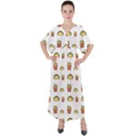 Fries Taco Pattern Fast Food V-Neck Boho Style Maxi Dress