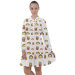 Fries Taco Pattern Fast Food All Frills Chiffon Dress
