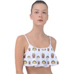 Fries Taco Pattern Fast Food Frill Bikini Top