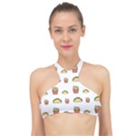 Fries Taco Pattern Fast Food High Neck Bikini Top