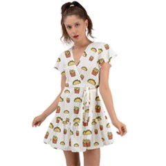 Flutter Sleeve Wrap Dress 