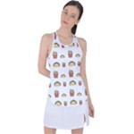 Fries Taco Pattern Fast Food Racer Back Mesh Tank Top