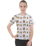 Fries Taco Pattern Fast Food Women s Sport Raglan T-Shirt