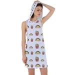 Fries Taco Pattern Fast Food Racer Back Hoodie Dress