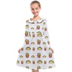 Fries Taco Pattern Fast Food Kids  Midi Sailor Dress