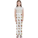 Fries Taco Pattern Fast Food Kids  Sleeveless Ruffle Edge Band Collar Chiffon One Piece