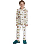 Fries Taco Pattern Fast Food Kids  Long Sleeve Velvet Pajamas Set