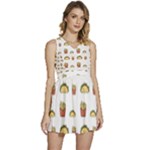 Fries Taco Pattern Fast Food Sleeveless High Waist Mini Dress
