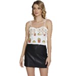 Fries Taco Pattern Fast Food Flowy Camisole Tie Up Top