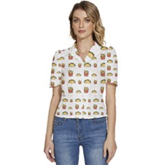 Puffed Short Sleeve Button Up Jacket 
