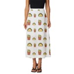 Fries Taco Pattern Fast Food Classic Midi Chiffon Skirt