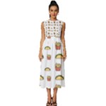Fries Taco Pattern Fast Food Sleeveless Round Neck Midi Dress