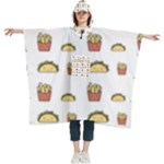 Fries Taco Pattern Fast Food Women s Hooded Rain Ponchos