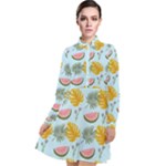 Summer Pattern Texture Vibes Long Sleeve Chiffon Shirt Dress