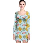 Summer Pattern Texture Vibes Long Sleeve Velvet Bodycon Dress