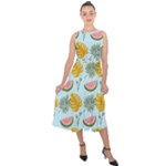 Summer Pattern Texture Vibes Midi Tie-Back Chiffon Dress