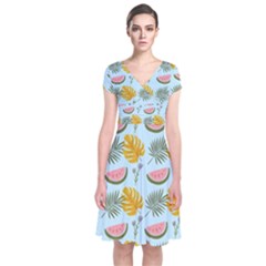 Short Sleeve Front Wrap Dress 