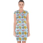 Summer Pattern Texture Vibes Capsleeve Drawstring Dress 