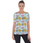 Summer Pattern Texture Vibes Shoulder Cut Out Short Sleeve Top