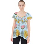 Summer Pattern Texture Vibes Lace Front Dolly Top