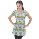Summer Pattern Texture Vibes Puff Sleeve Tunic Top
