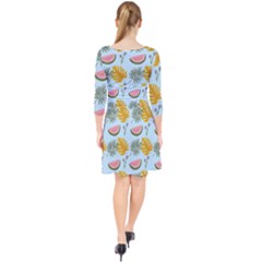 Quarter Sleeve Front Wrap Dress 