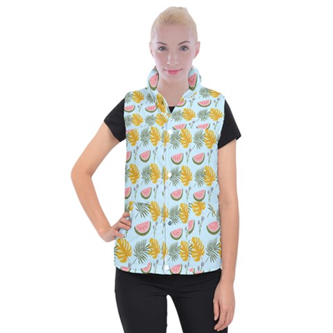 Summer Pattern Texture Vibes Women s Button Up Vest from ArtsNow.com
