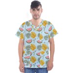 Summer Pattern Texture Vibes Men s V-Neck Scrub Top