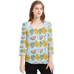 Summer Pattern Texture Vibes Chiffon Quarter Sleeve Blouse