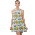 Summer Pattern Texture Vibes Halter Tie Back Chiffon Dress
